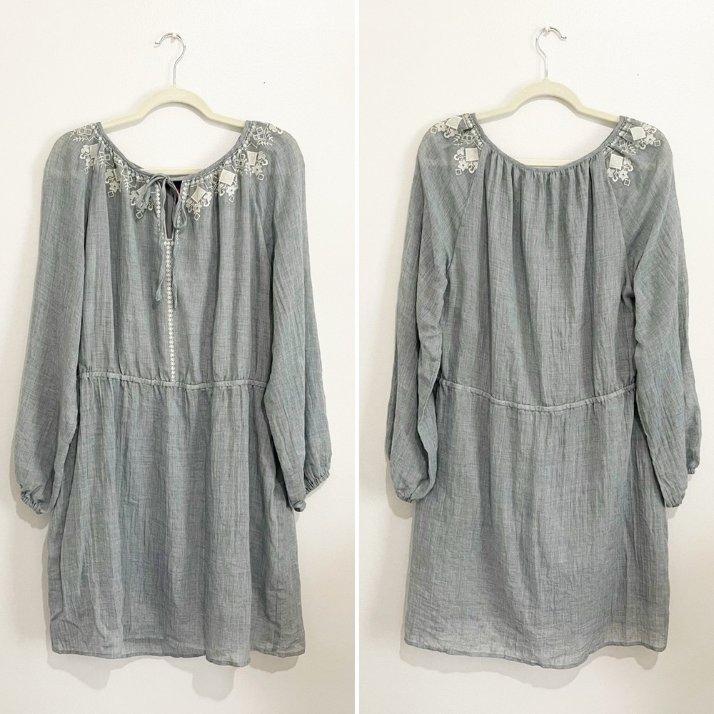 NWT Vince Camuto Embroidered Floral Chambray Dress Zen Bloom XL - Picture 3 of 8